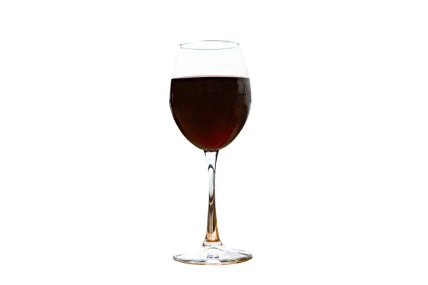 Red wine in a glass glass on a white background — Stock Photo, Image