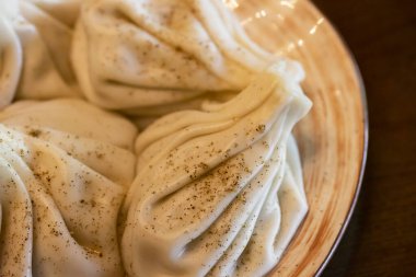 Khinkali - Gürcü geleneksel yemek hamur tatlısı yumuşak odaklı
