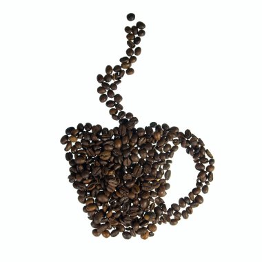 kavrulmuş kahve çekirdekleri fincan