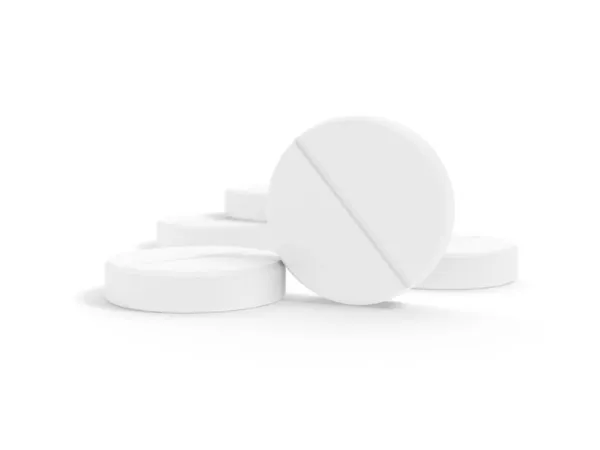 White Pills Isolated White Background Illustration — Stock Photo, Image