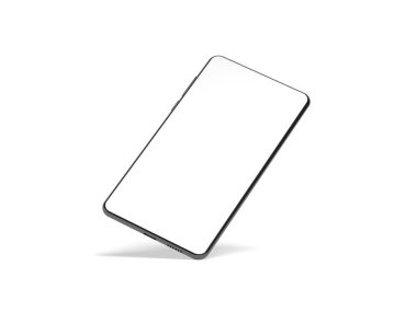 Modern akıllı telefon beyaz arka planda izole edilmiş. Gerçekçi bir akıllı telefon modeli. 3d illüstrasyon.