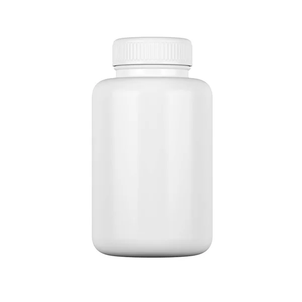 Biała Plastikowa Butelka Leku Białym Tle Opakowanie Uzupełniające Lekarstwa Ilustracja — Zdjęcie stockowe