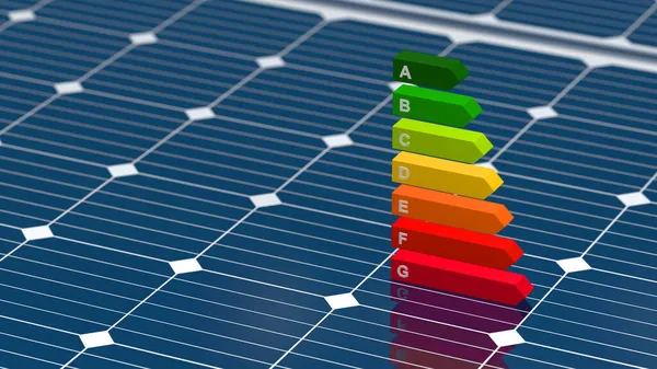 Сонячна Панель Етикеткою Енергії Крупним Планом Ілюстрація — стокове фото