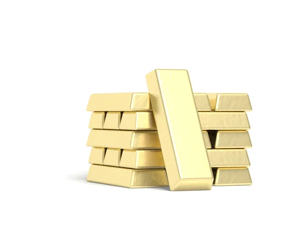 Gold Bars Isolated White Background Illustration — Stock Photo, Image