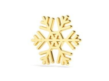 Altın kar tanesi beyaz arka planda izole edilmiş. 3d illüstrasyon.