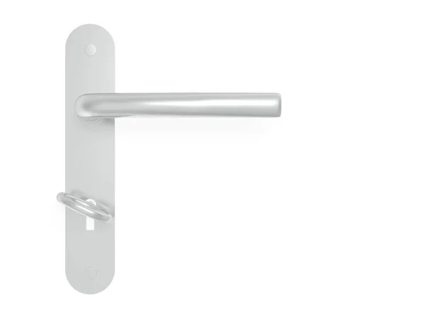 ドアハンドルとキーは白い背景に隔離されています 鍵は鍵穴だ 3Dイラスト — ストック写真