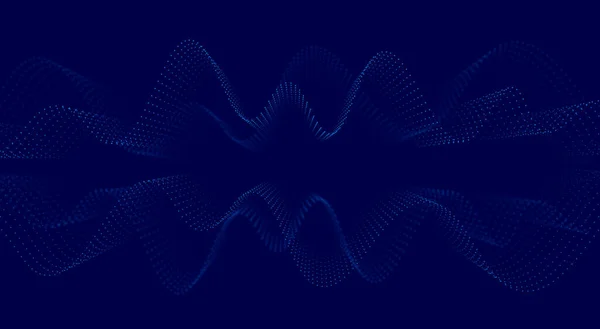 Waves of particles. Abstract waves on dark blue background. Dots. Sound wave equalizer. Audio frequency spectrum.