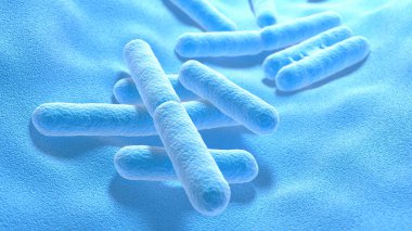 Bakteriler. Bakteri. Mavi renk. Prokaryotik mikroorganizmalar. 3d illüstrasyon.