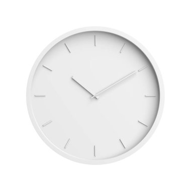 Beyaz arka planda beyaz saat var. Minimalizm. 3d illüstrasyon.