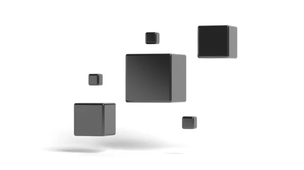 Abstractos Cubos Aislados Sobre Fondo Blanco Negro Ilustración —  Fotos de Stock