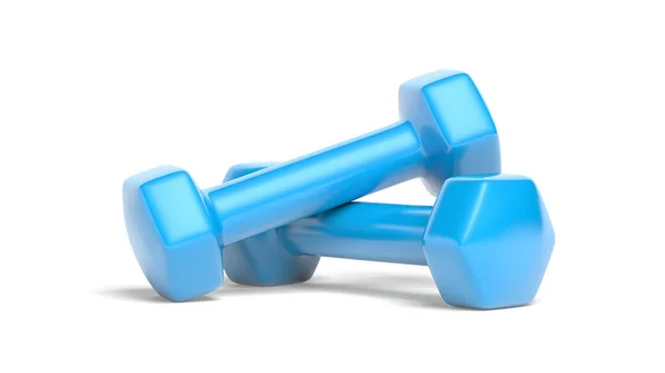 Blue Dumbbells Isolated White Background Illustration — Stock Photo, Image