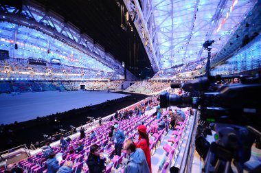 People in the stands,Opening ceremony of Sochi 2014 clipart