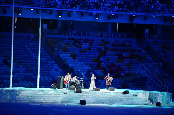 Anna netrebko Olympische volkslied zingt — Stockfoto