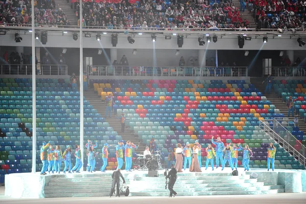 Performance of Tattoo on opening ceremony of Sochi 2014 XXII Olympic Winter Games. — Stock Photo, Image