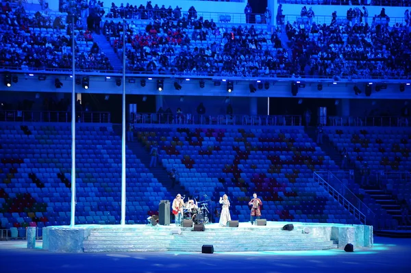 Anna netrebko Olympische volkslied zingt — Stockfoto