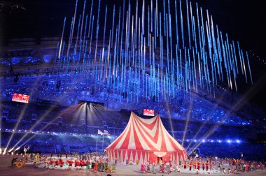 Circus performance at the Closing ceremony of Sochi 2014 clipart
