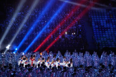 Performance at the stage of the Closing ceremony of Sochi 2014 clipart