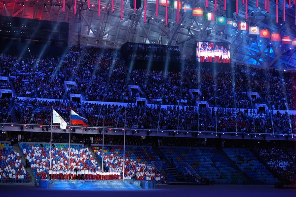Equipe olímpica russa na cerimônia de encerramento de Sochi 2014 — Fotografia de Stock