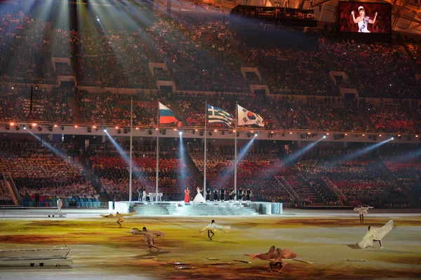 Realização na etapa da cerimônia de encerramento de Sochi 2014 — Fotografia de Stock