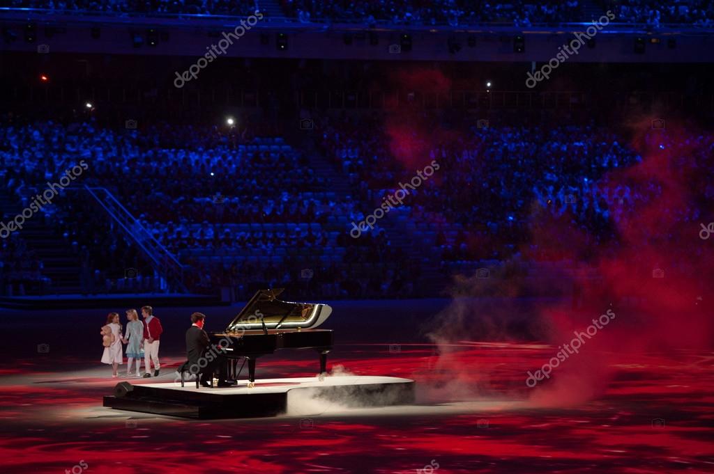 Piano player Denis Matsuev performance at the Closing ceremony of Sochi