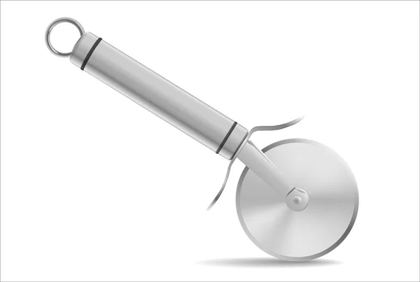 Roestvrij staal pizza cutter. — Stockvector