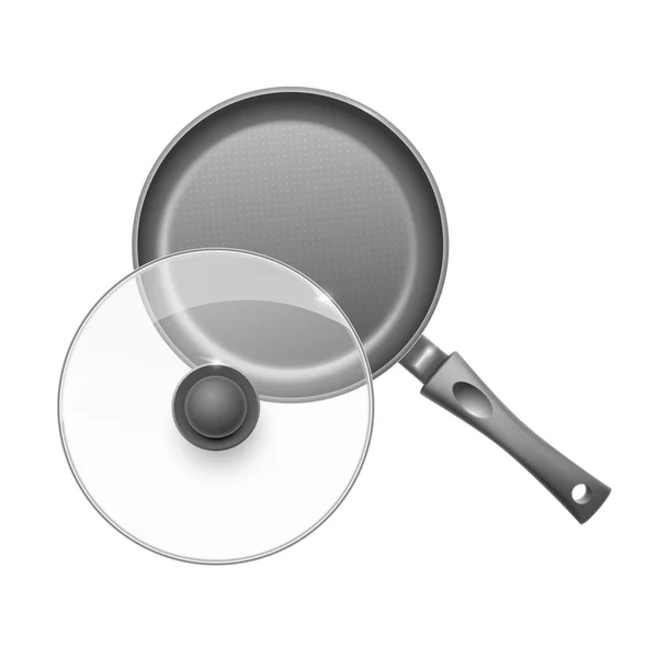 Frying pan with glass lid. — Stock Vector