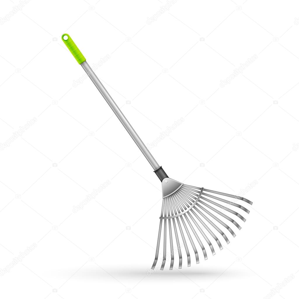 Garden rake, isolated on white background.