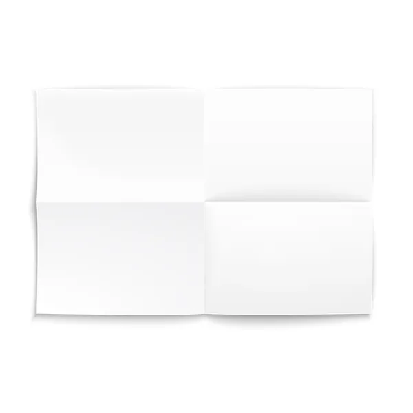 Folded paper on white background, soft shadows. — Stock Vector