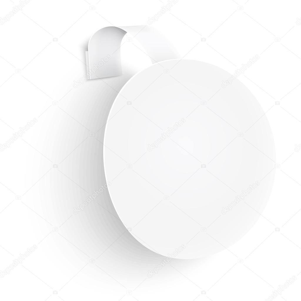 White round wobbler on white background.