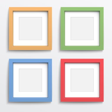 Color frame set on gray wall. clipart