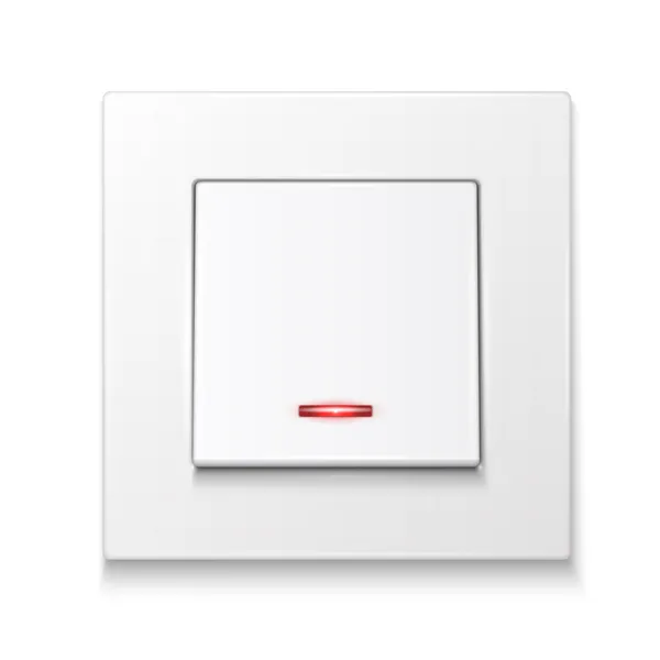 Interruptor de pared blanco con iluminación . — Vector de stock