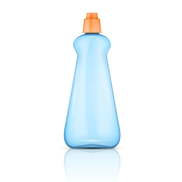 Frasco de plástico azul com tampa laranja . — Vetor de Stock