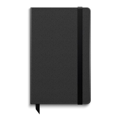Black copybook with elastic band. clipart