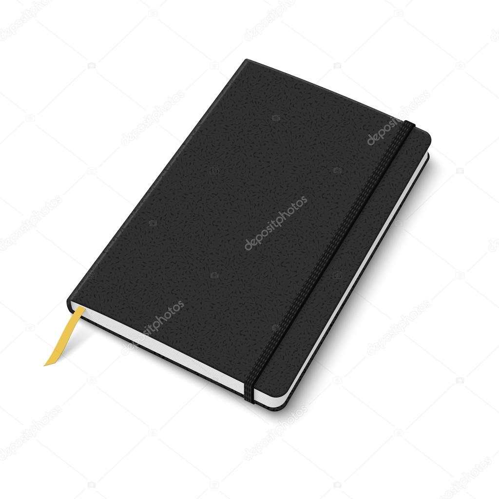 Blank copybook template with elastic band.