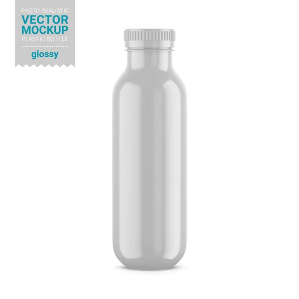 Branco lustroso garrafa de plástico mockup. Ilustração vetorial. —  Vetores de Stock