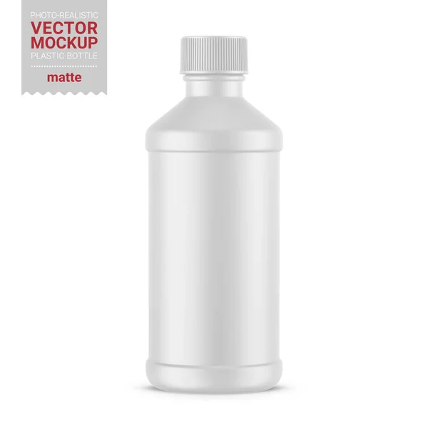 Vit matt plastflaska mockup. Vektorillustration. Stockvektor