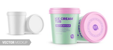 İki beyaz mat plastik konteynır modeli. Vektör illüstrasyonu.