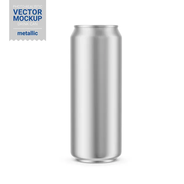 Šedá kovová nápojová plechovka. Vektorová ilustrace. — Stockový vektor