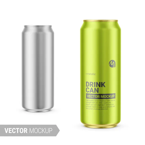Gray metallic drink can mockup. Vector illustration. — Stock Vector