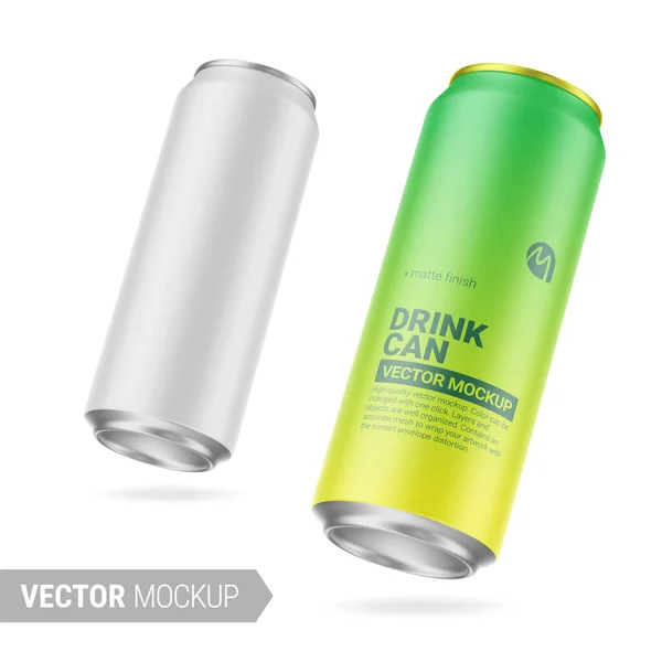 Fehér matt ital lehet mockup. Vektorillusztráció. — Stock Vector