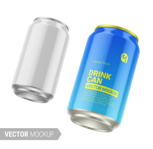 White glossy tin can mockup. Vector illustration. — Stock Vector