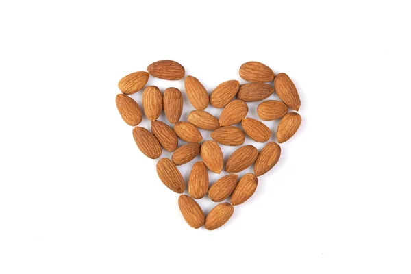 Isolated almond heart — Stock Photo, Image