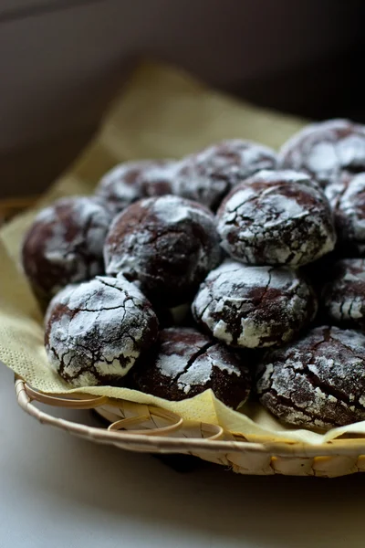 Pudra şekeri ile çikolatalı kurabiye — Stok fotoğraf