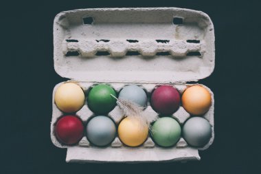 pastel renkli Paskalya yumurtaları tüy ile