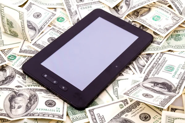 Tablet PC over dollars — Stock Photo, Image