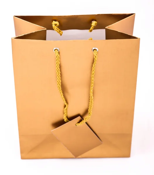 Borsa regalo oro — Foto Stock