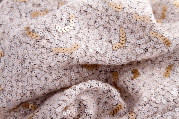 Cream weaved fabric with sequin — Stock Photo, Image