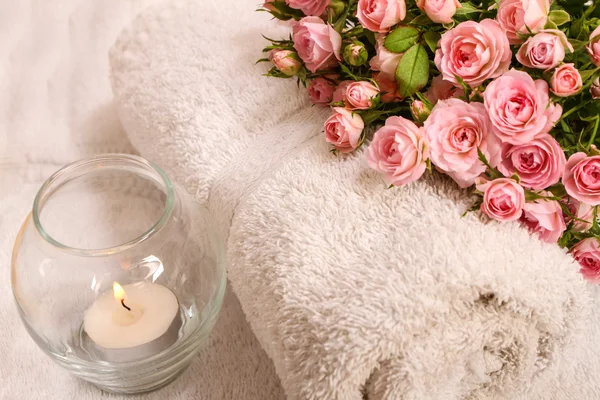 stock image Roses with a candle