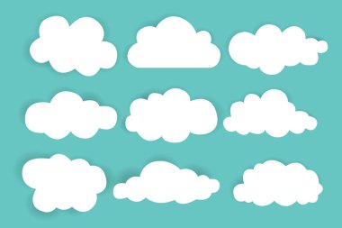 Basit bulut koleksiyonu. Bir dizi farklı bulut. Simgeler ve logo bulut kümesi. Tasarım şablonu.