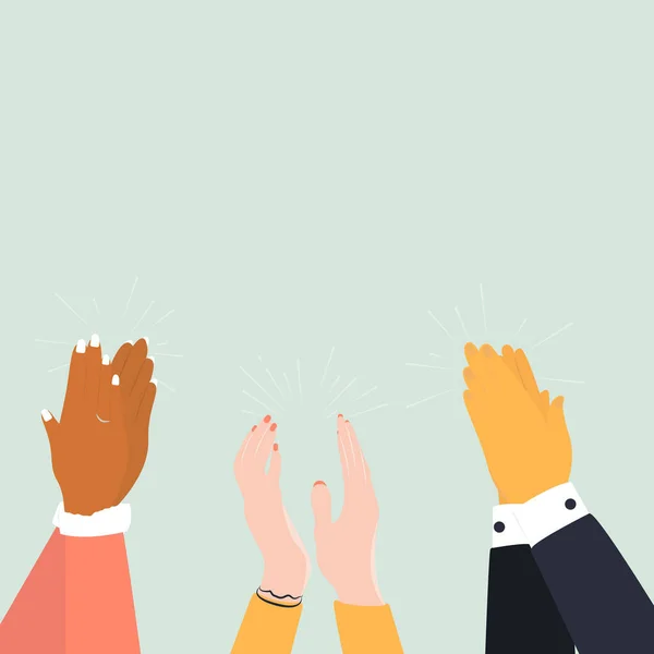Clapping Hands Different People Applaud Vector Illustration Flat Style Stock Vector